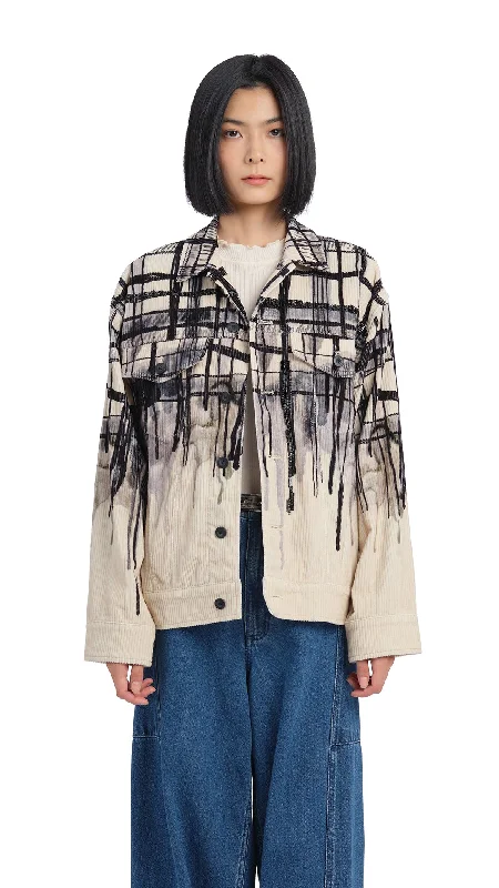Handcrafted Checker Printed Corduroy Jacket Wool Jacket Cashmere Jacket Tweed Jacket