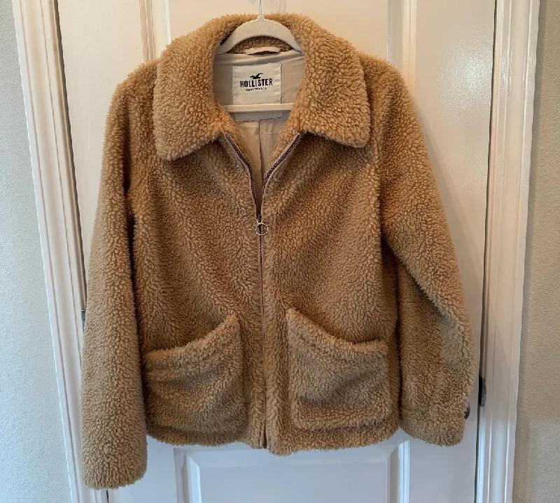 Hollister Full Zip Teddy Jacket Women’s Size Small Tan Chenille Jacket Brocade Jacket Lace Jacket