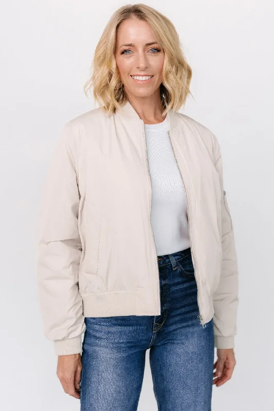 Jared Bomber Jacket | Oatmeal Rayon Fabric Velvet Fabric Corduroy Fabric