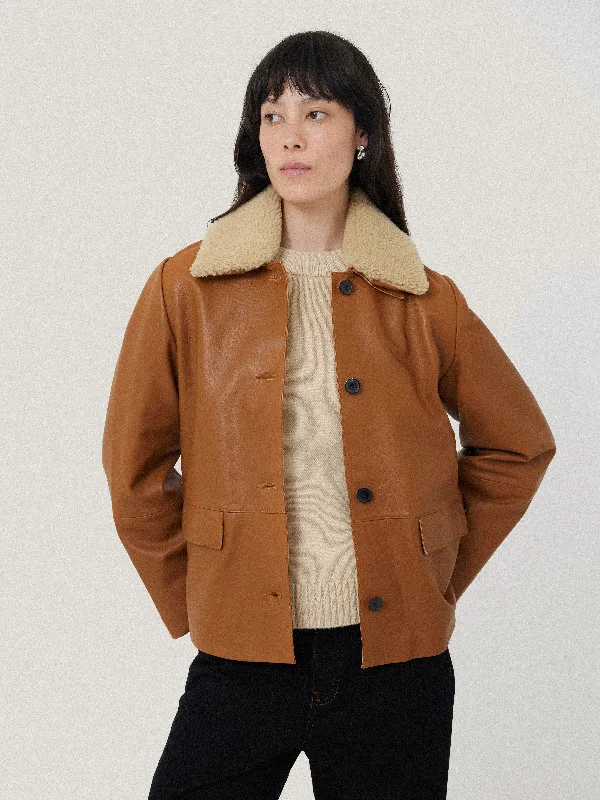 Leather Cropped Jacket | Ginger Snapped Jacket Toggled Jacket Drawstring Jacket