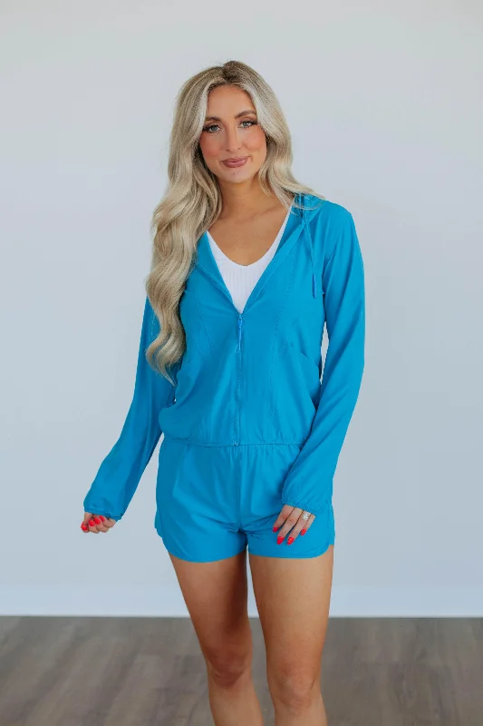 Londyn Lightweight Jacket - Cerulean Cardigan Sweater Pullover