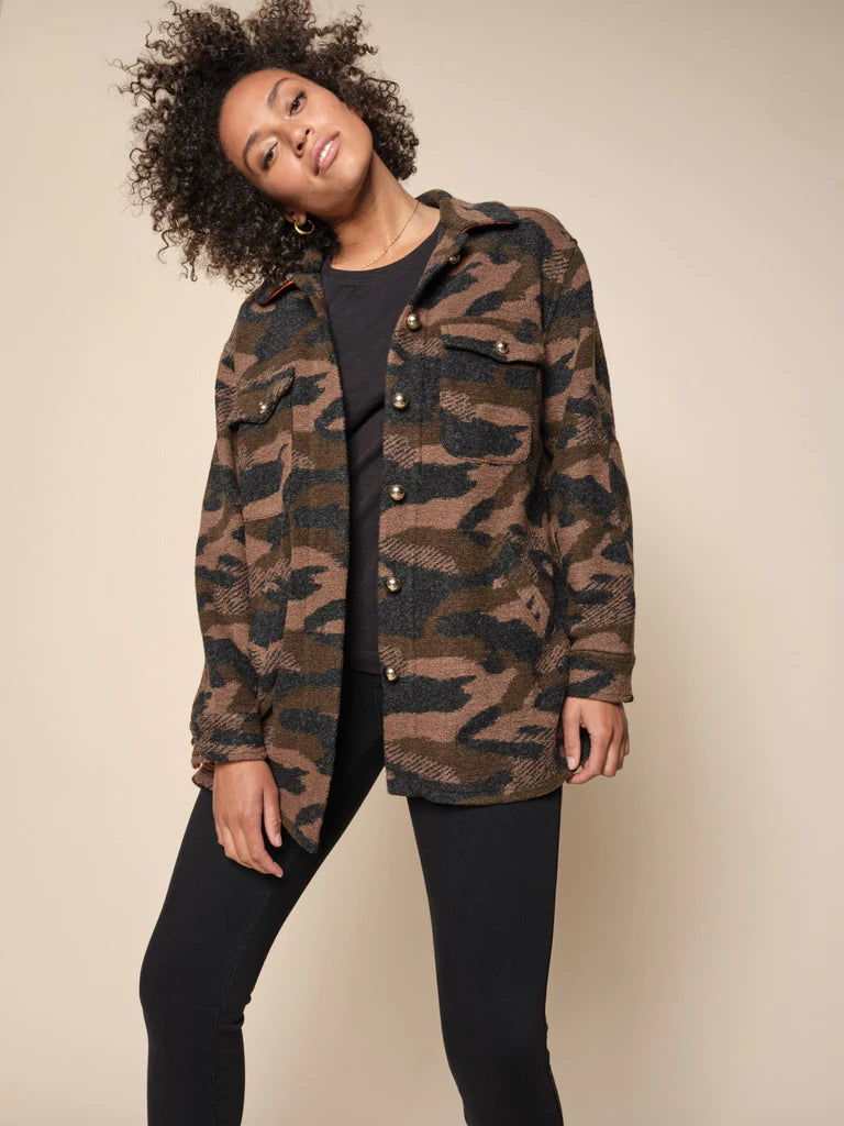 Mos Mosh Vera Camo Jacket Hooded Jacket Caped Jacket Shawl Collar Jacket
