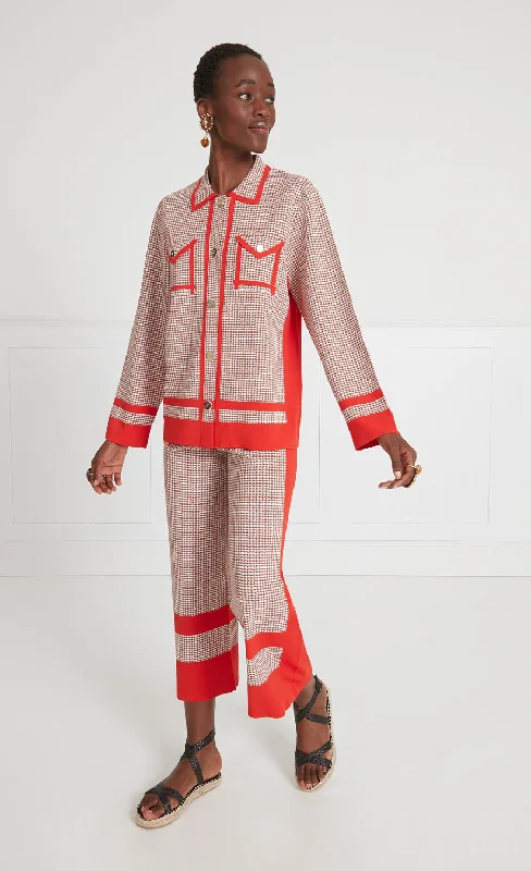 Orelie Knit Jacket - Red Mix Mesh Jacket Canvas Jacket Denim Jacket