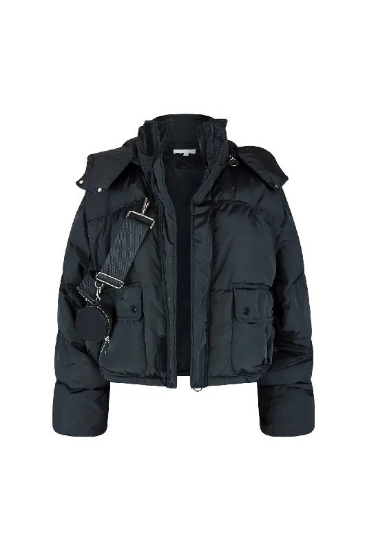 Up Front Puffer Jacket With Strap Collared Jacket Crew Neck Jacket Turtle Neck Jacket
