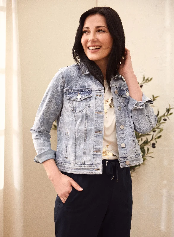 Paisley Print Denim Jacket Faux Fur Jacket Real Fur Jacket Shearling Jacket