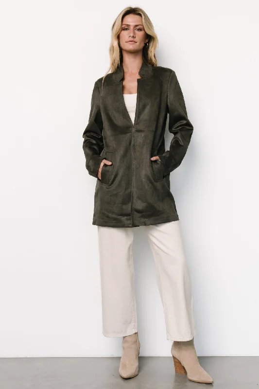 Queenie Faux Suede Jacket | Charcoal Mesh Jacket Canvas Jacket Denim Jacket