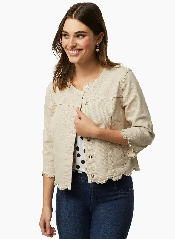 Scalloped Hem Jacket Wool Jacket Cashmere Jacket Tweed Jacket