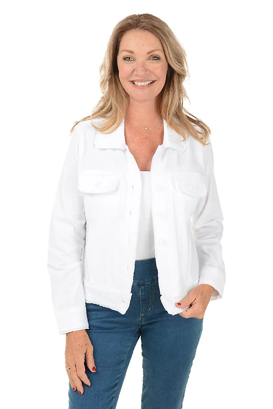Button-Front Frayed Jacket Nylon Jacket Polyester Jacket Spandex Jacket