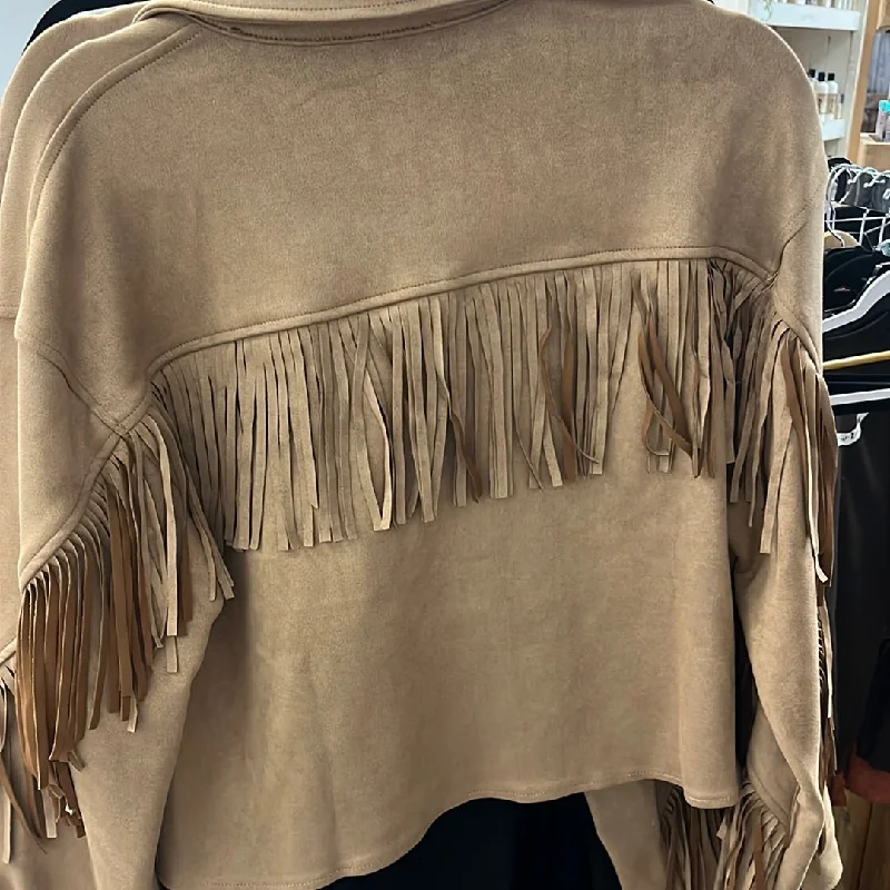 Tan Button Suede Jacket Faux Fur Jacket Real Fur Jacket Shearling Jacket