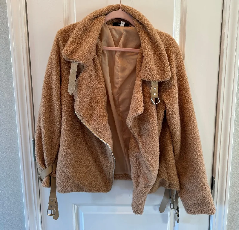 Teddy Jacket Women’s Size Medium Tan Wool Jacket Cashmere Jacket Tweed Jacket