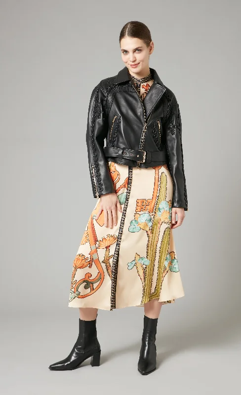 Texas Leather Braided Jacket - Black Striped Jacket Polka Dot Jacket Floral Jacket