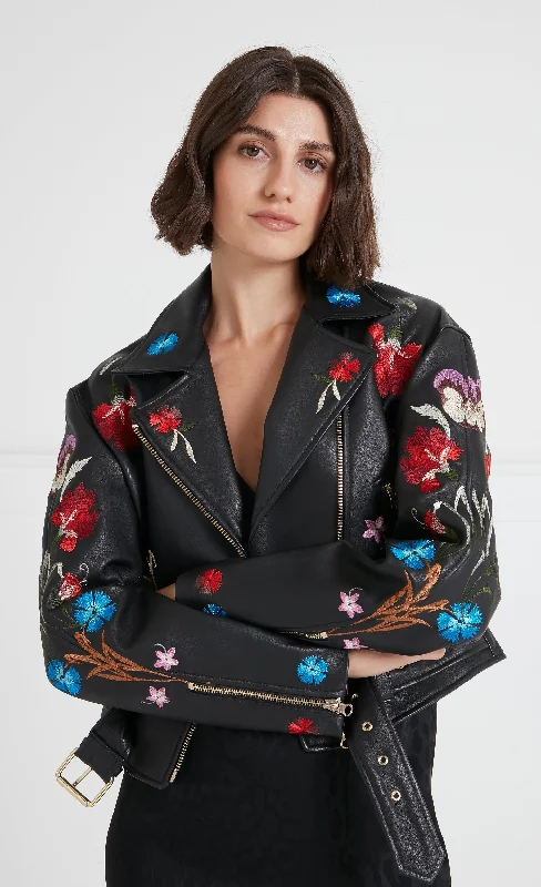 Toledo Jacket - Black Faux Fur Fabric Real Fur Fabric Shearling Fabric