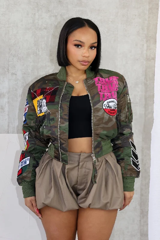 True Freedom Patch Varsity Jacket Zippered Jacket Buttoned Jacket Snapped Jacket