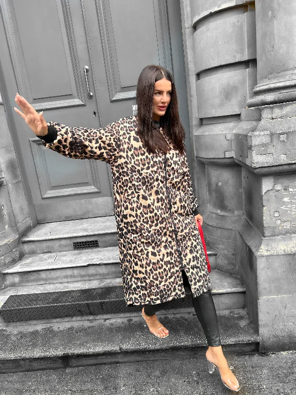 Two Good To Be True - Black Leopard Reversible Draw String Jacket Cotton Jacket Linen Jacket Terry Jacket