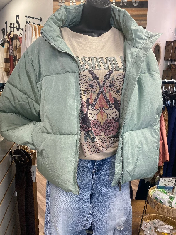 Chloe Crop Puffer Jacket Satin Jacket Silk Jacket Chiffon Jacket