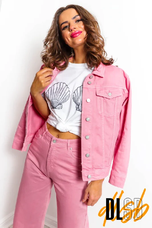 What Do You Jean - Pink Denim Jacket Jersey Jacket Tulle Jacket Batik Jacket