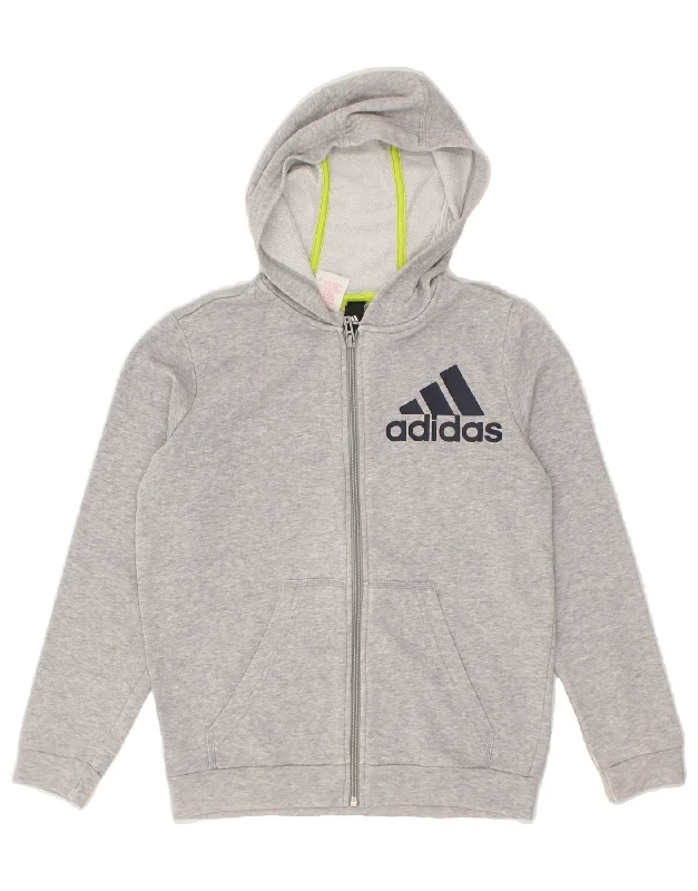 ADIDAS Boys Graphic Zip Hoodie Sweater 11-12 Years Grey Cotton Hoodie with Tied Waist Feminine Flattering ADIDAS Boys Graphic Zip Hoodie Sweater 11-12 Years Grey Cotton Hoodie with Tied Waist Feminine Flattering