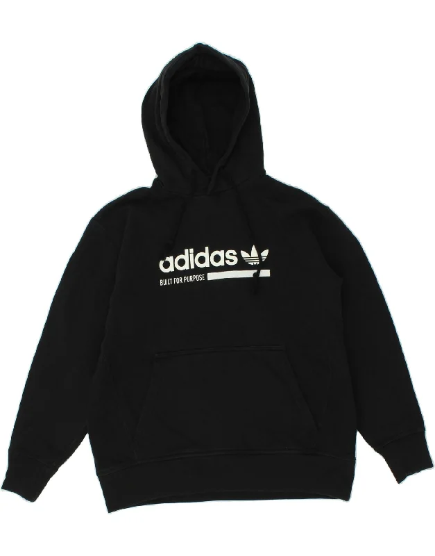 ADIDAS Mens Graphic Hoodie Jumper Medium Black Cotton