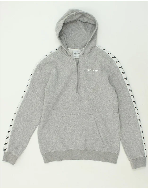 ADIDAS Mens Graphic Hoodie Jumper Small Grey Cotton