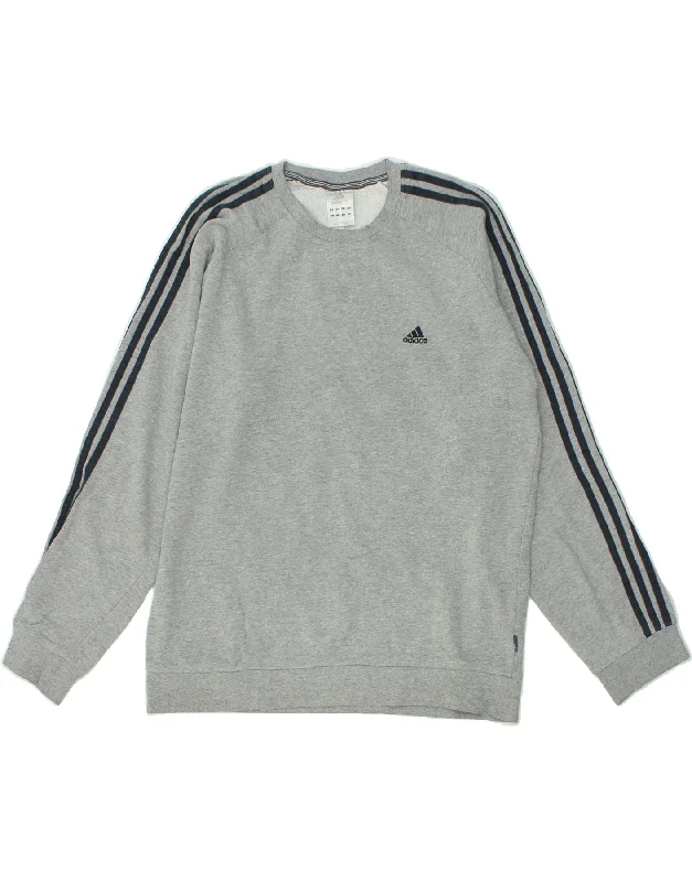 ADIDAS Mens Sweatshirt Jumper Large Grey Cotton