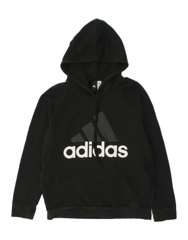 ADIDAS Womens Graphic Hoodie Jumper UK 16/18 Large Black Cotton