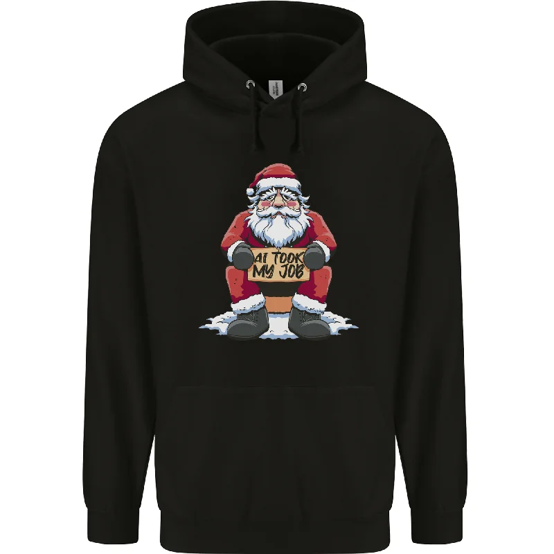 AI Took Santa's Job Funny Christmas Xmas Mens 80% Cotton Hoodie