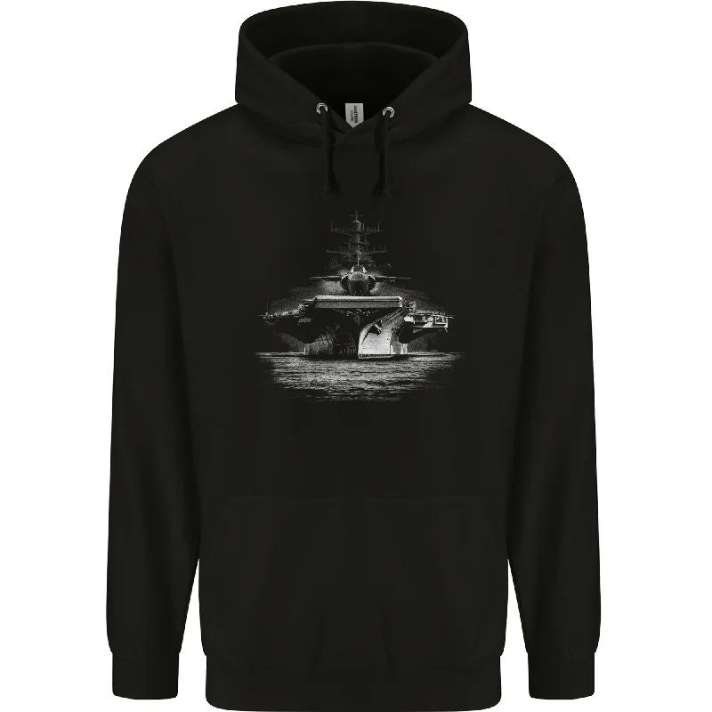 Aircraft Carrier Royal Navy Ship Sailor Mens 80% Cotton Hoodie