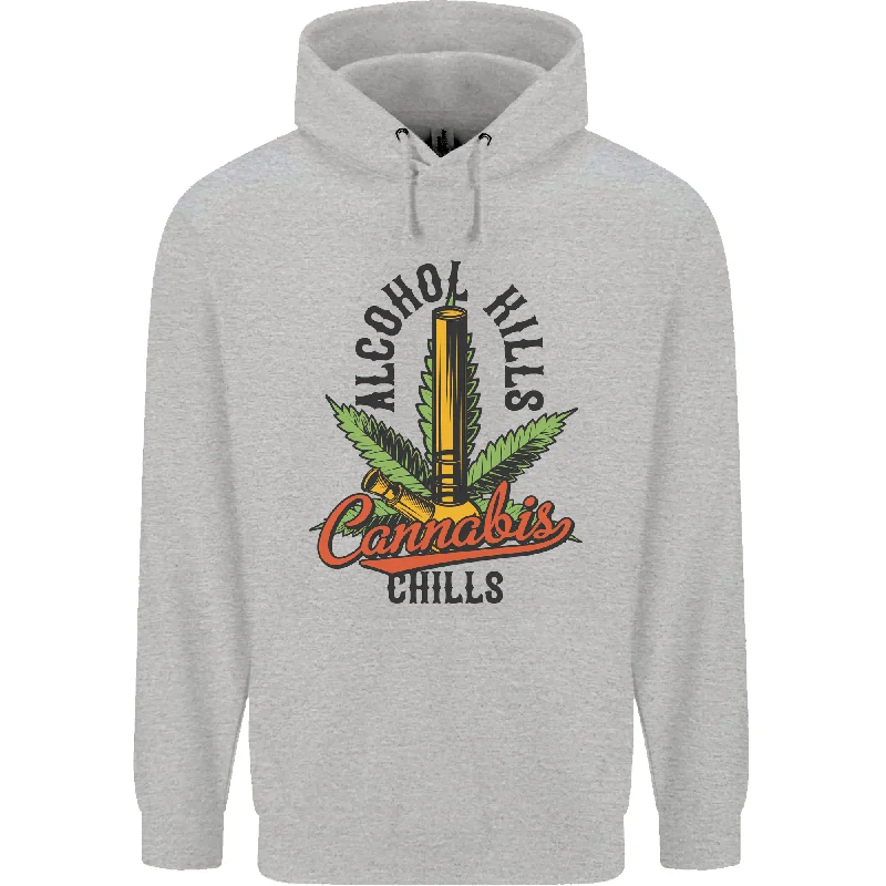 Alcohol Kills Cannabis Chills Weed Mens 80% Cotton Hoodie