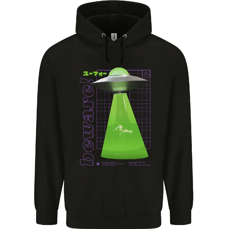 Alien Abducted Cow UFO Farmer Farming Mens 80% Cotton Hoodie