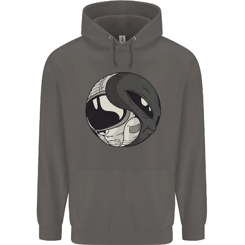 Alien Astronaut Yin Yang Space UFO Mens 80% Cotton Hoodie