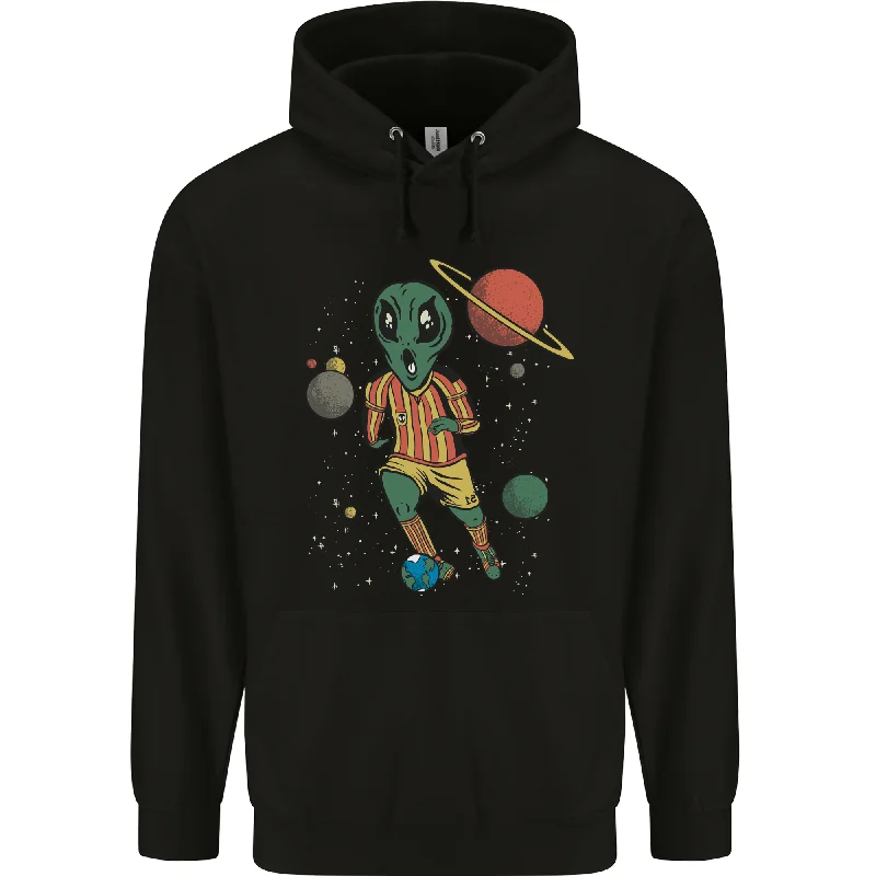 Alien Football Player Space Planets Soccer Mens 80% Cotton Hoodie