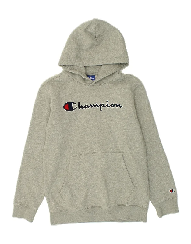 CHAMPION Boys Graphic Hoodie Jumper 13-14 Years XL Grey