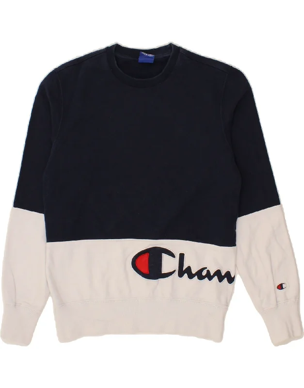 CHAMPION Womens Graphic Sweatshirt Jumper UK 10 Small Navy Blue