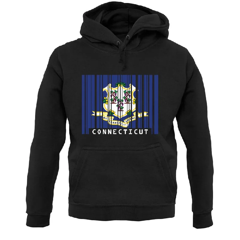 Connecticut Barcode Style Flag Unisex Hoodie