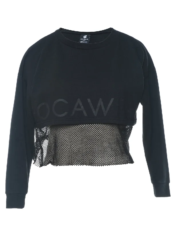 Cropped Plain Black 1990s Rocawear Sweatshirt - S