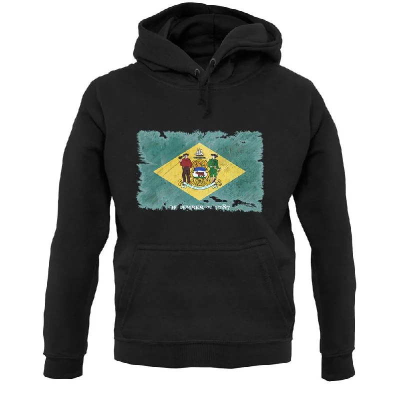 Delaware Grunge Style Flag Unisex Hoodie