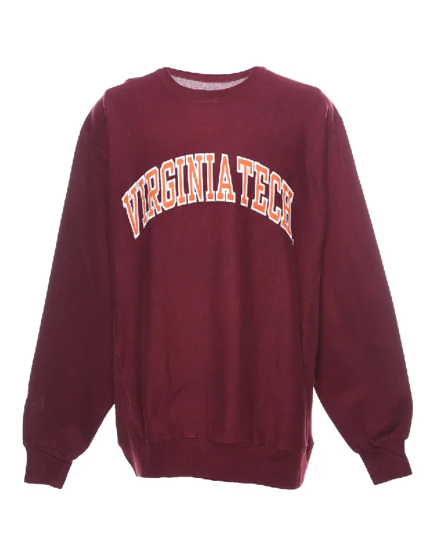 Embroidered Virginia Tech Maroon & Orange Printed Sweatshirt - XL