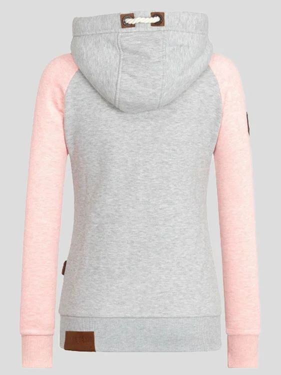 Grey and Pink Contrast Hoodie