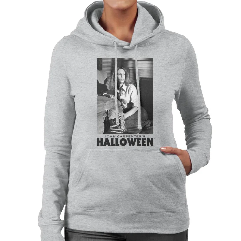 Halloween Laurie Strode Hiding From Michael Women's Hooded Sweatshirt Hoodie with Zipper Placket Modern Functional