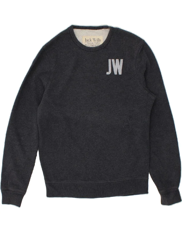 JACK WILLS Mens Graphic Sweatshirt Jumper Small Navy Blue Cotton Hoodie with Drawcord Adjustable Secure JACK WILLS Mens Graphic Sweatshirt Jumper Small Navy Blue Cotton Hoodie with Drawcord Adjustable Secure