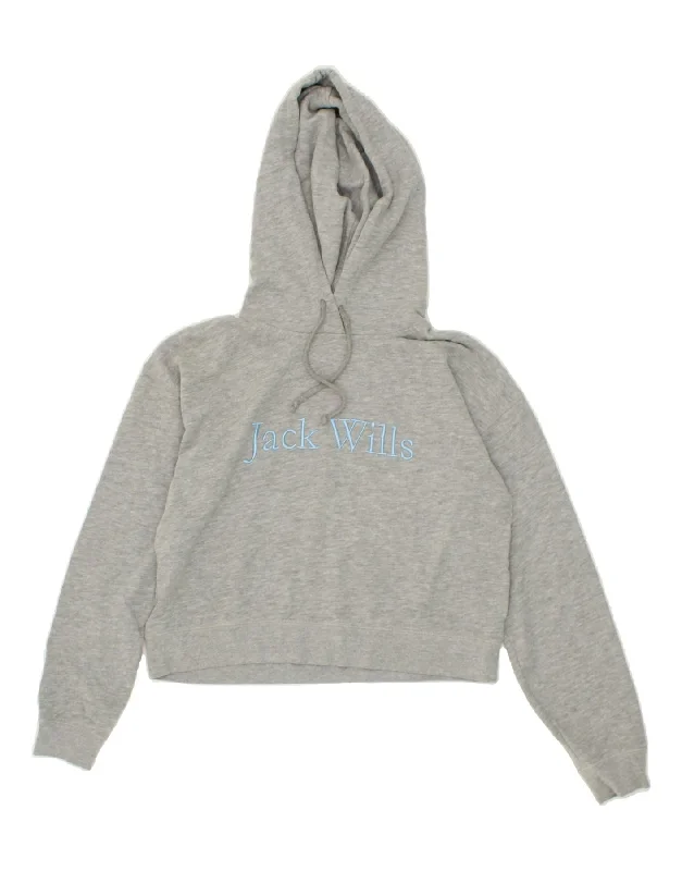 JACK WILLS Womens Crop Graphic Hoodie Jumper UK 8 Small Grey Flecked Hoodie with Batwing Sleeves Loose Dramatic JACK WILLS Womens Crop Graphic Hoodie Jumper UK 8 Small Grey Flecked Hoodie with Batwing Sleeves Loose Dramatic
