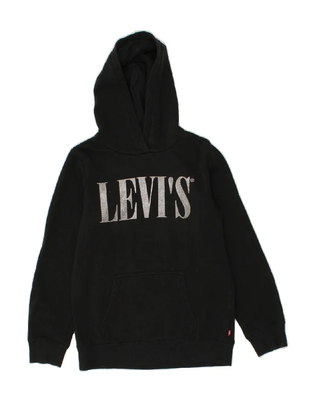 LEVI'S Girls Graphic Hoodie Jumper 13-14 Years Black