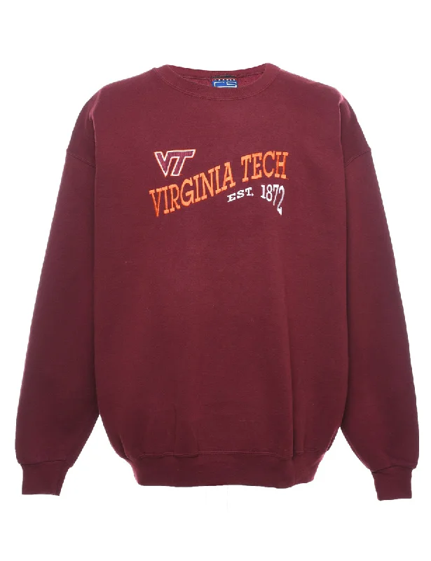 Maroon & Orange Virginia Tech Printed Embroidered Sweatshirt - XL