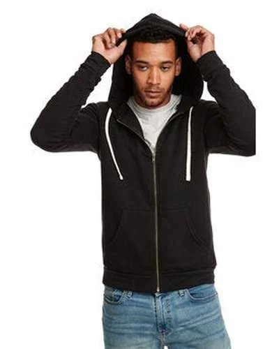 Next Level 9602 Unisex Santa Cruz Full-Zip Hooded Sweatshirt - Black Hoodie with Hem Drawcord Adjustable Customizable