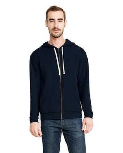 Next Level 9602 Unisex Santa Cruz Full-Zip Hooded Sweatshirt - Midnight Navy Hoodie with Hem Embroidery Detailed Premium