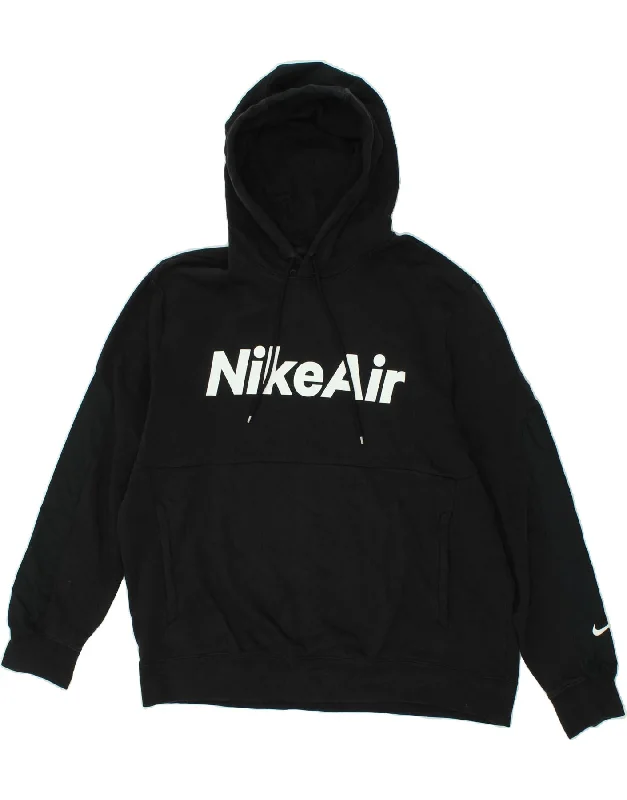 NIKE Mens Graphic Hoodie Jumper XL Black Cotton