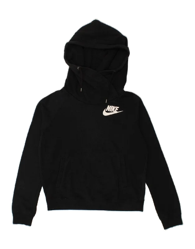 NIKE Womens Hoodie Jumper UK 10 Small Black Cotton