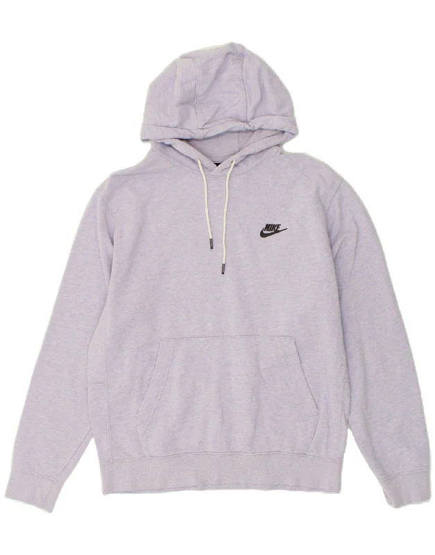 NIKE Womens Hoodie Jumper UK 14 Medium Purple Cotton