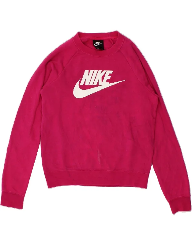 NIKE Womens Oversized Graphic Crop Sweatshirt Jumper UK 6 XS Pink Cotton Hoodie with Gradient Ombre Colorful NIKE Womens Oversized Graphic Crop Sweatshirt Jumper UK 6 XS Pink Cotton Hoodie with Gradient Ombre Colorful