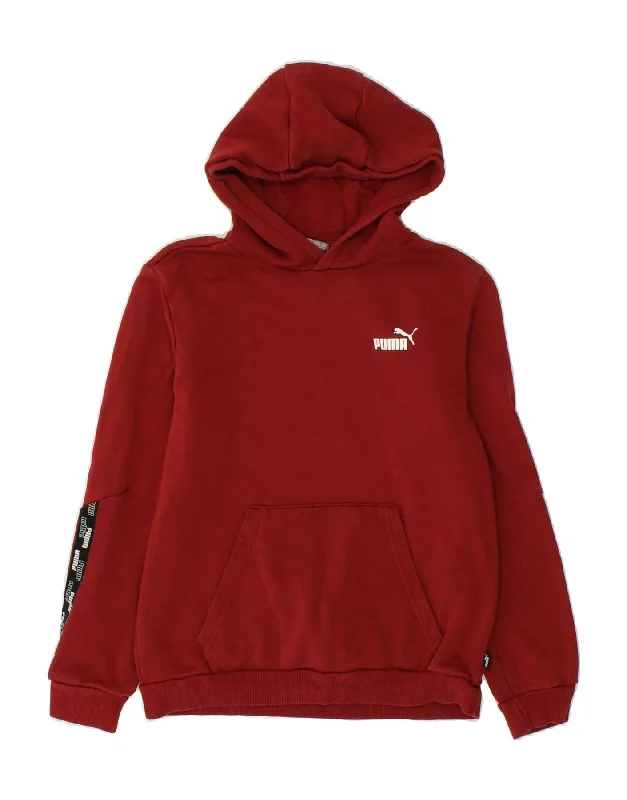 PUMA Boys Graphic Hoodie Jumper 13-14 Years Burgundy Cotton